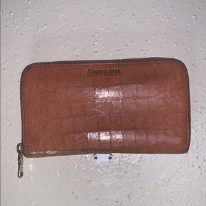 Miu Miu Brown Croc-Embossed Wallet